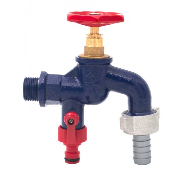 Robinet fonta dublu serviciu cu doua iesiri 3/4"