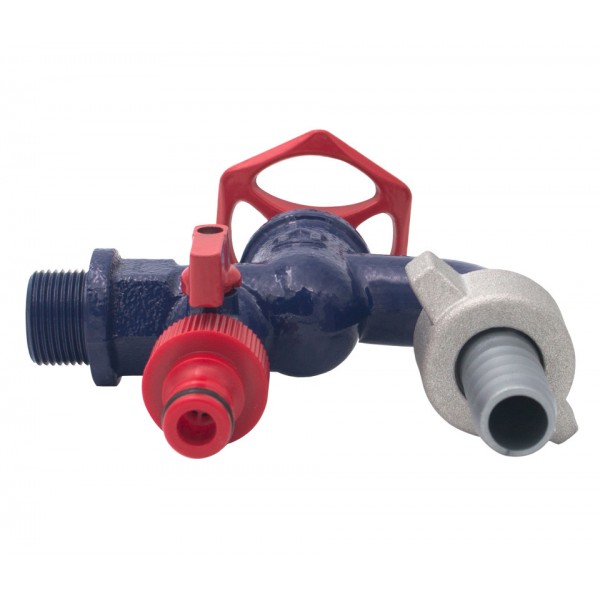 Robinet fonta dublu serviciu cu doua iesiri 1/2"