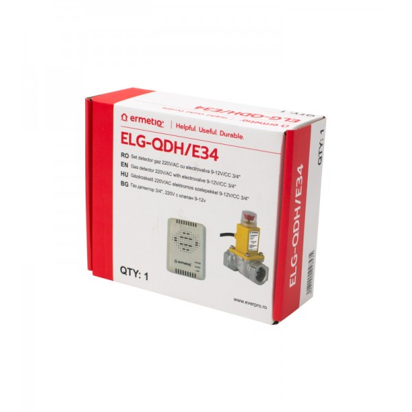Set detector gaz 220V/AC cu electrovalva 9-12V/CC 3/4"