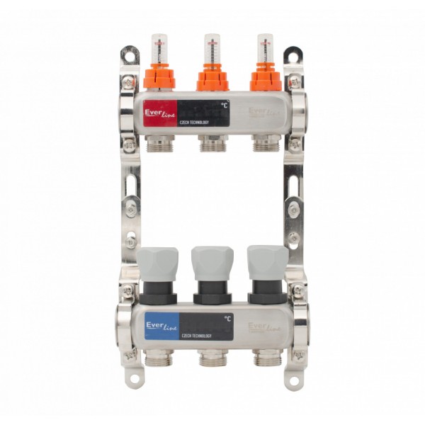 Set distribuitor INOX cu debitmetre 1"- 3 cai
