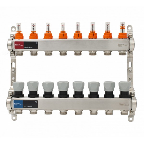 Set distribuitor INOX cu debitmetre 1"- 8 cai