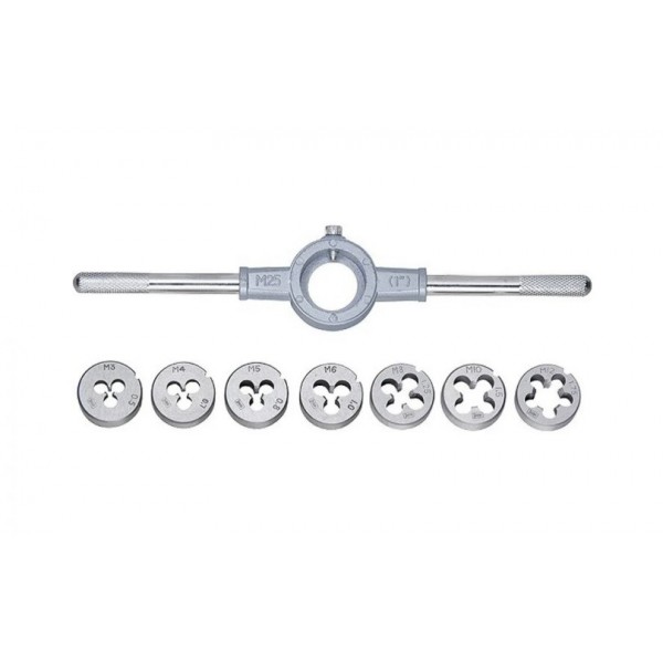 Set filiere de mana cu suport, 8 piese, M3-M12, taiere filete exterioare