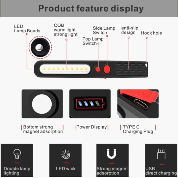 LANTERNA REINCARCABILA ILUMINARE DUBLA 5W SMD LED PRINDERE MAGNETICA S501