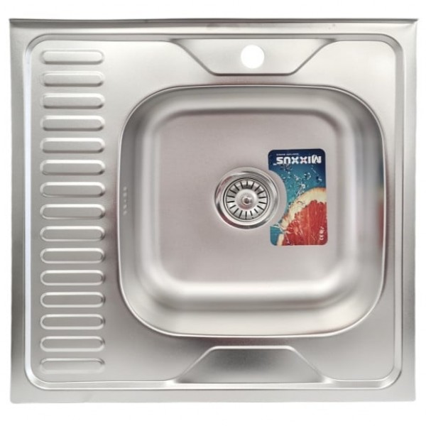 Chiuveta bucatarie patrata inox MIXXUS Z6060R-08-180E, Adancime 180 mm Sifon complet Clame montare