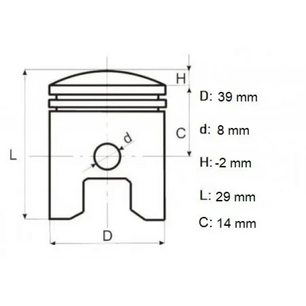 Set piston 4T GX35 39 mm