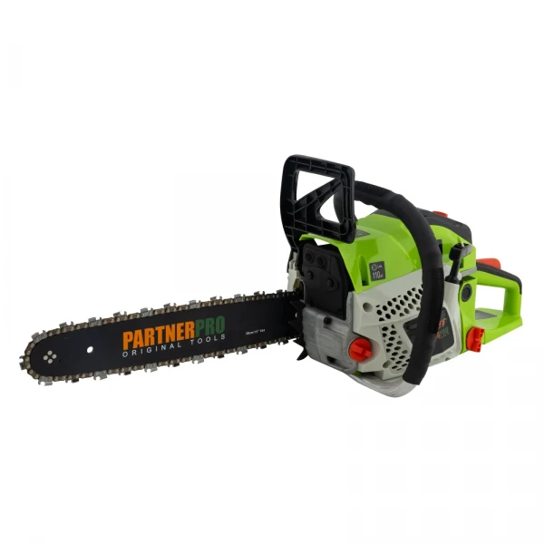 Drujbă pe Benzină PartnerPro PS-52T, Motor 52 cm³, 4 CP, Lamă 38 cm, Ungere Automată, Motoferăstrău Profesional