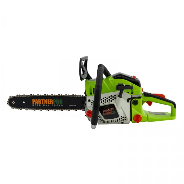 Drujbă pe Benzină PartnerPro PS-52T, Motor 52 cm³, 4 CP, Lamă 38 cm, Ungere Automată, Motoferăstrău Profesional