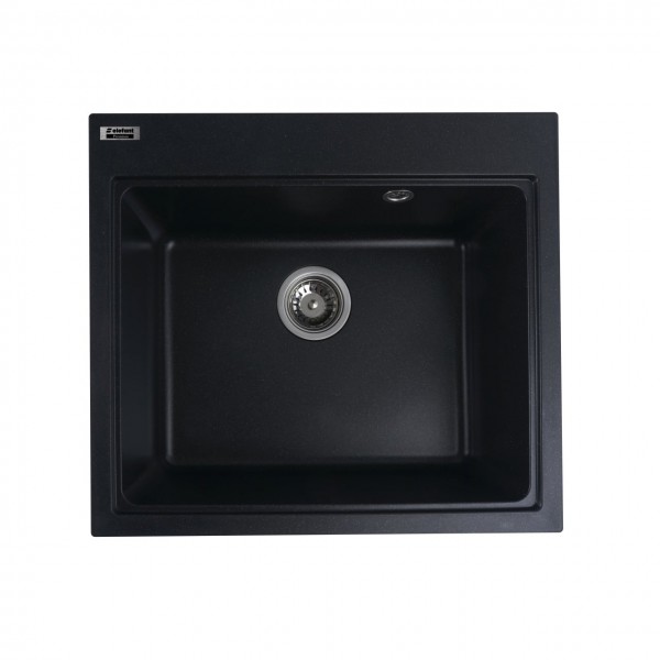 Chiuvetă din compozit de granit pentru bucătărie ELEFANT PREMIUM 5852 VESTA Negru metalic 580 x 518 mm