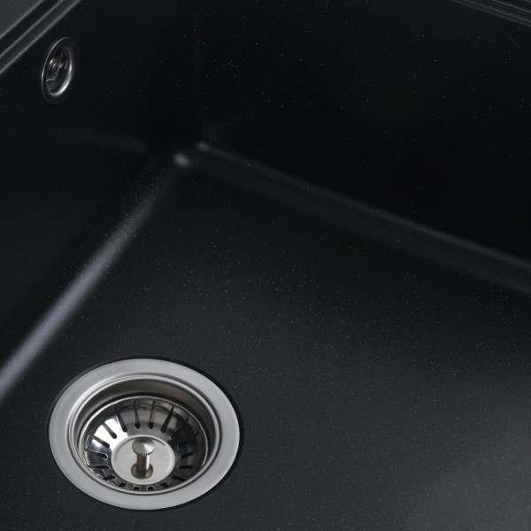 Chiuvetă din compozit de granit pentru bucătărie ELEFANT PREMIUM 5852 VESTA Negru metalic 580 x 518 mm