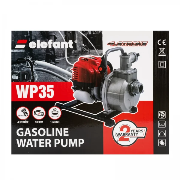 Motopompa Elefant WP35, 4 timpi, 1.5”, 1000W, Adancime 6-8m, Inaltime refulare 15m, Debit 8-10mc/h
