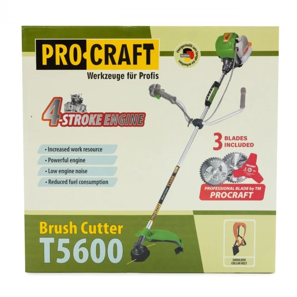 Motocoasa benzina Procraft T5600, Motor 4 Timpi, 7.8CP, 9000 rpm, 3 sisteme de taiere Motocoasa benzina Procraft T5600, Motor 4 Timpi, 7.8CP, 9000 rpm, 3 sisteme de taiere