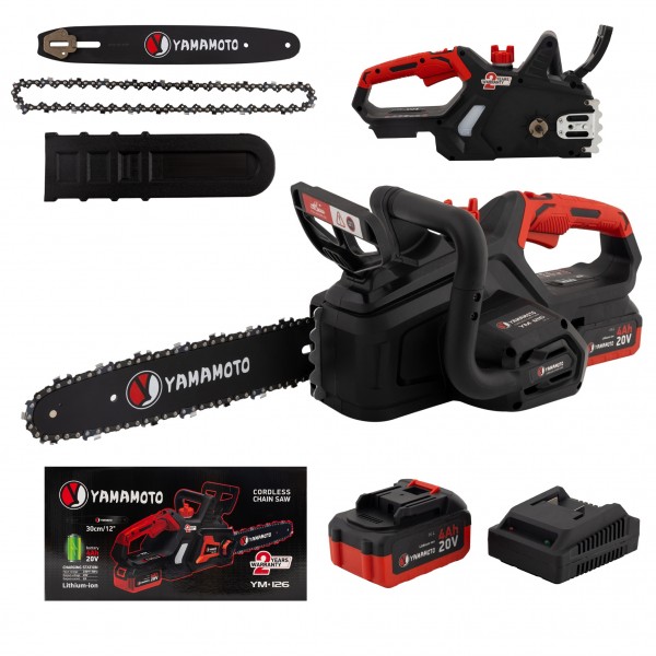 Fierastrau electric cu lant pe acumulator , Motor Brushless , acumulator 20 V , 4 Ah , lama 14 " ,