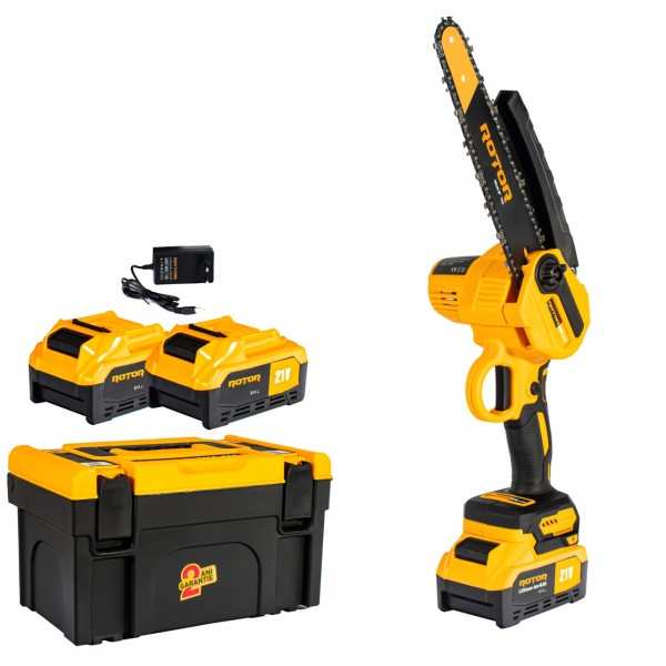 Mini drujba cu acumulator ROTOR RMC218, 2 acumulatori 21 V 4.0 Ah , rezervor ulei , pompita de ungere