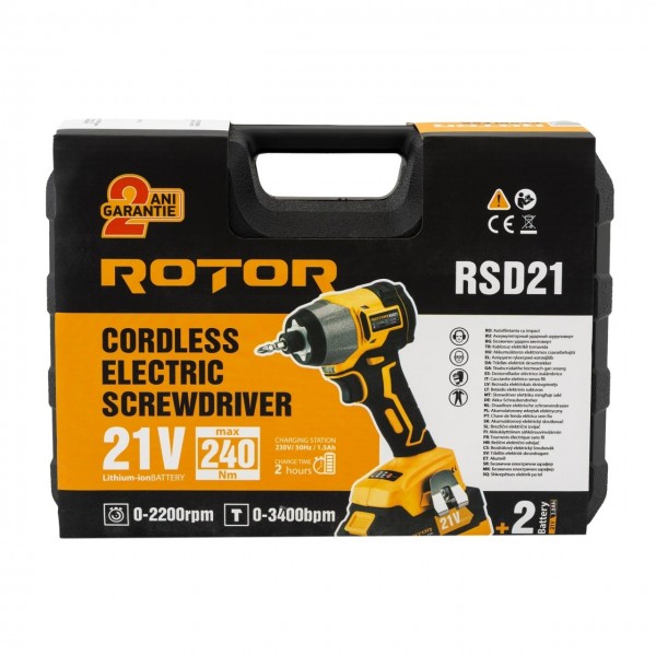 Autofiletanta cu impact pe acumulator ROTOR RSD21, 21 V 3 Ah, 240 Nm,2200 rotmin, 3400 BPM