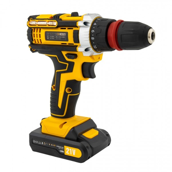 Trusa autofiletanta pe acumulator 21V ROTOR RCD21 + biti, 1350 RPM, Brushless , 30 Nm , 2 in 1