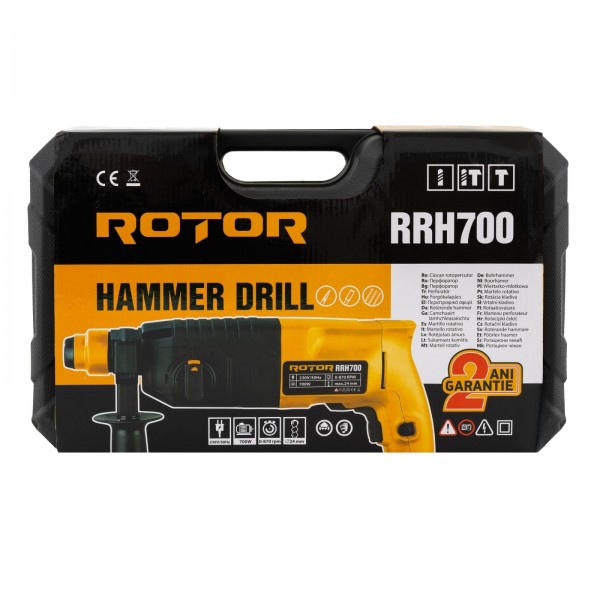 Ciocan rotopercutor electric 24mm  , 700 W , 870 rpm , 3 burghie , dalta & spit , sds
