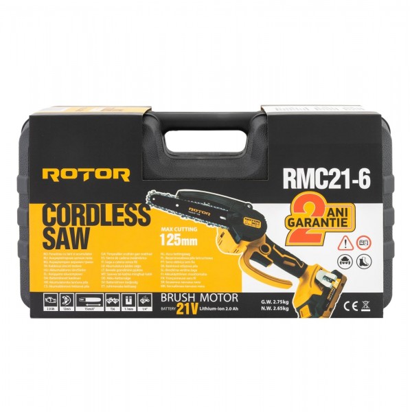 Fierastrau cu lant si acumulator ROTOR RMC21-6, 12m/s, 21V / 2Ah