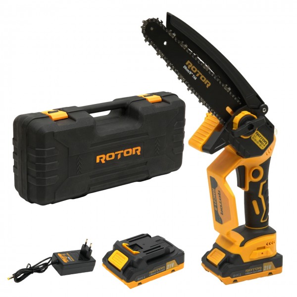 Fierastrau cu lant si acumulator ROTOR RMC21-8, 21V / 2Ah, Brushless , Ungere lanț