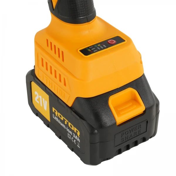 Polizor unghiular pe acumulator ROTOR RAG21 21V/3 Ah,820 W ,8500 rot/min,Brushless