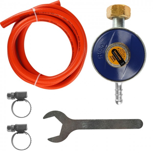 Set regulator reglabil butelie gaz GPL PropanButan , furtun 2 metri, 2 coliere, cheie RSGR2 ROTOR
