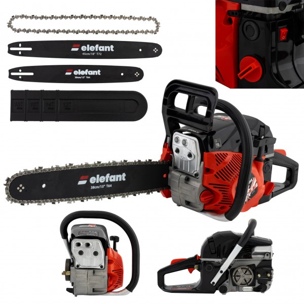 Drujba pe benzina Elefant, motor 2 timpi, EM-5.5, 10000 rot / min, 5,5 CP , 2 lame 2 lanturi