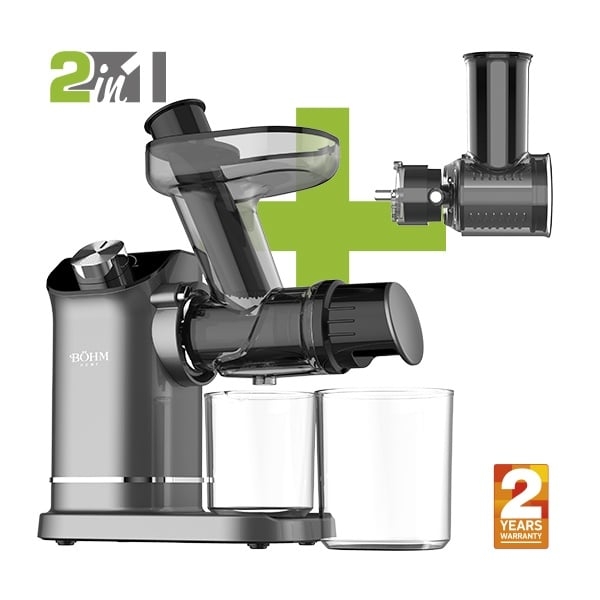 Storcator de fructe si legume cu presare la rece si razatoare multifunctionala, 150 W,Material Fara BPA, BÖHM BM1533SM