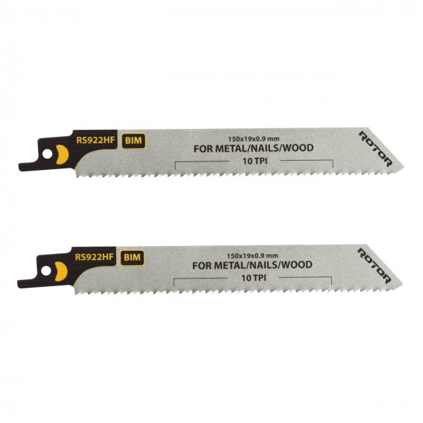 Panza fierastrau sabie pentru Lemn/Cuie/Metal 150x19x09 mm Set 2 buc ROTOR RS922HF