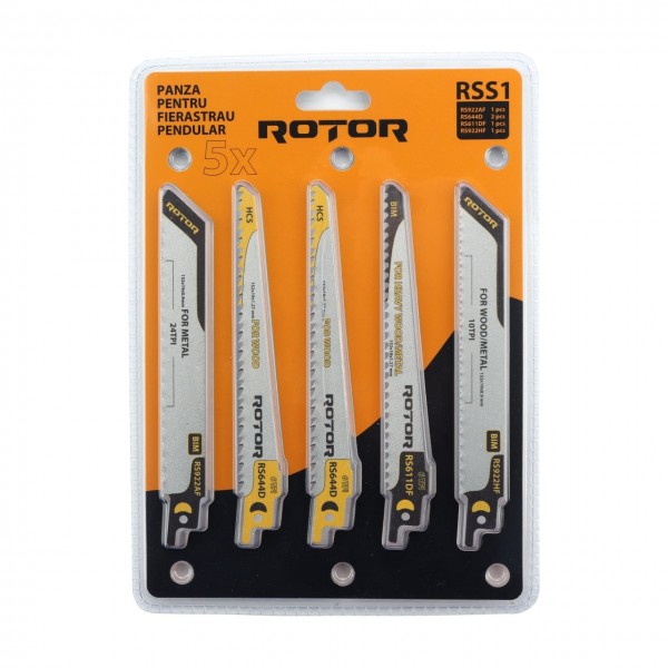 Set 5 Panze fierastrau sabie pentru Lemn/Metal ROTOR RSS1