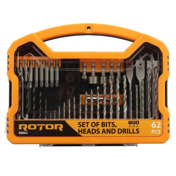 Set biti, tubulare si burghie, 62 piese ROTOR RBB62