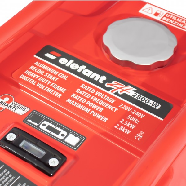 Generator pe benzină ZH3500-2 ELEFANT, Ieșire curent 2,8 kW, 7 CP, siguranță de pornire, indicator de benzină