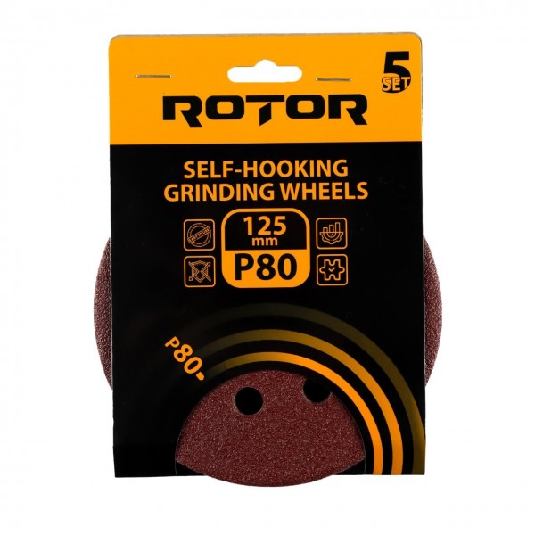 Disc abraziv pentru slefuitor cu excentric ROTOR 125 P80 set 5 buc