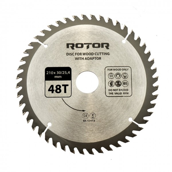 Disc taiat lemn ROTOR 210*30/25 cu adaptor 48T