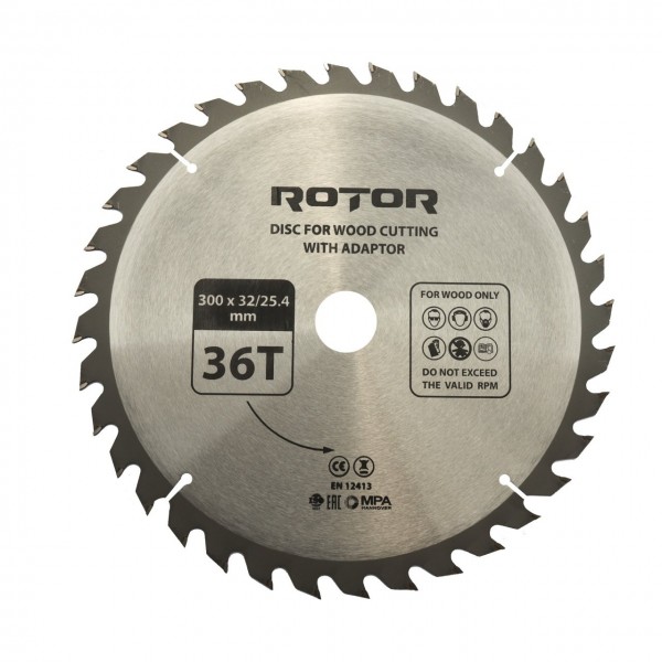 Disc taiat lemn ROTOR 300*32/30/25,4 cu adaptor 36T