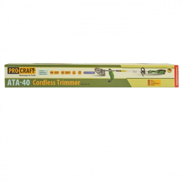 rimmer pentru tuns iarbă pe acumulator PROCRAFT 2 x acumulatori 20V/4Ah 5000 rpm