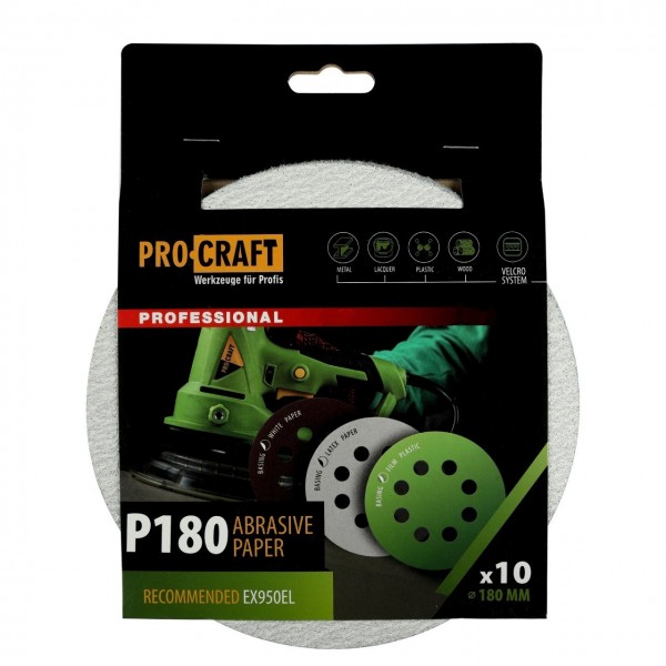 Disc abraziv pentru slefuitor cu excentric KB180.180 PROCRAFT (Set 10 buc)