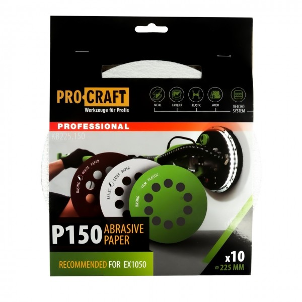 Disc abraziv pentru slefuitor cu excentric KB225.150 (Set 10 buc) Diametru: 225 mm, Granulatie: P150