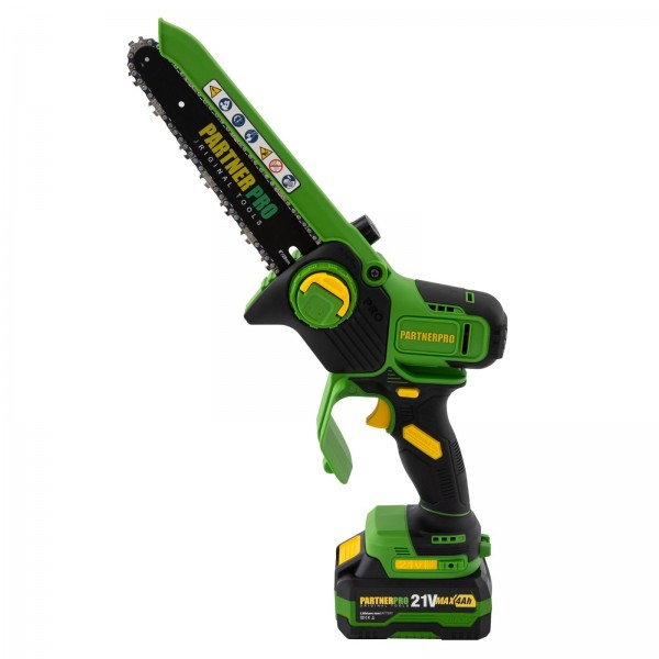 Mini Fierastrau cu Lant si Acumulator PPBS-84 PARTNERPRO, Brushless, 21V / 4Ah, Indicator sarcina