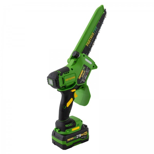 Mini Fierastrau cu Lant si Acumulator PPBS-84 PARTNERPRO, Brushless, 21V / 4Ah, Indicator sarcina