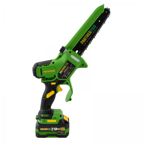 Mini Fierastrau cu Lant si Acumulator PPBS-84 PARTNERPRO, Brushless, 21V / 4Ah, Indicator sarcina