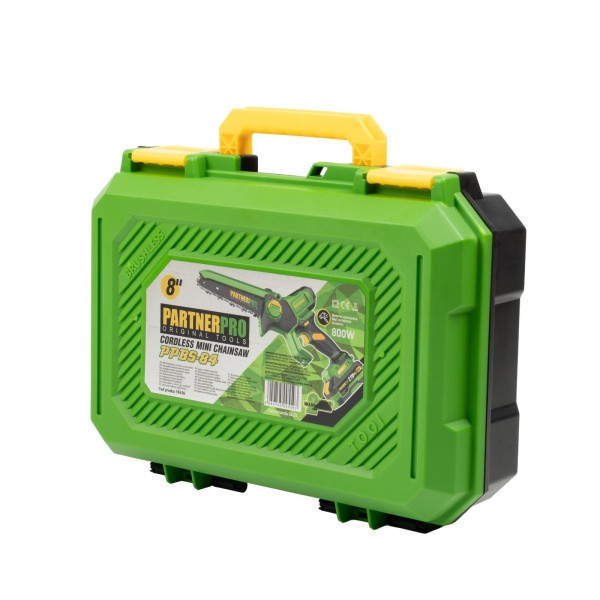 Mini Fierastrau cu Lant si Acumulator PPBS-84 PARTNERPRO, Brushless, 21V / 4Ah, Indicator sarcina