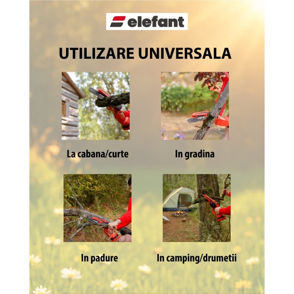 Mini fierăstrău cu lanț și acumulator ELEFANT EBS-104, 20V / 4Ah, Brushless