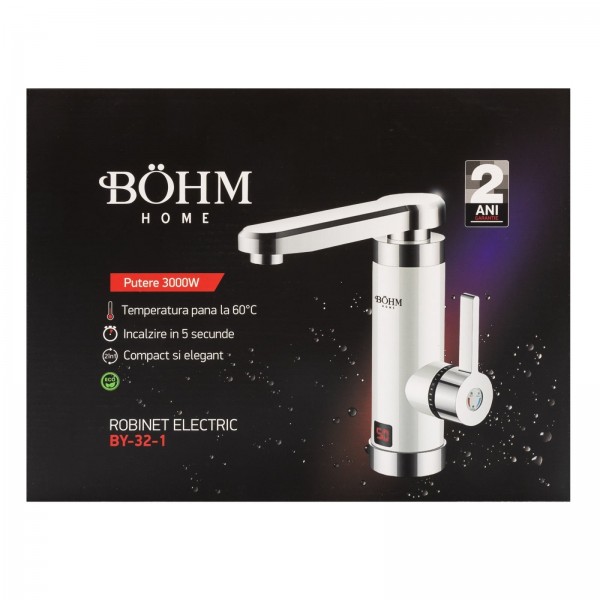 Robinet electric cu pipă rotativă tip L, afișaj digital BÖHM BY-32-1 3000 W