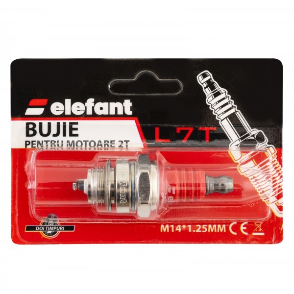 L7T Bujie pentru motoare 2T, 1 electrod M14*1.25MM, Elefant