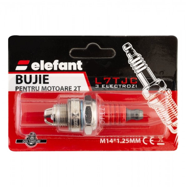 L7TJC Bujie pentru motoare 2T, 3 electrozi, M14*1.25MM, Elefant