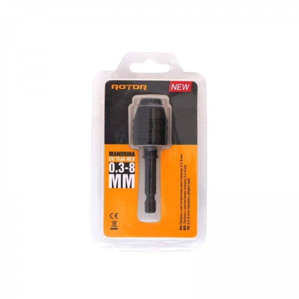 Mandrină cu tijă hex 0.3–8 mm