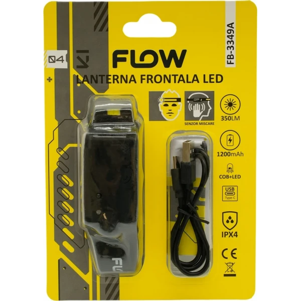 Lanternă de cap LED cu senzor de mișcare FLOW FB-3349A