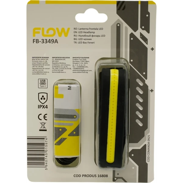 Lanternă de cap LED cu senzor de mișcare FLOW FB-3349A
