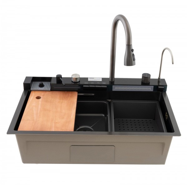 MH7546-SET-06 Chiuveta multifunctionala din inox nano black, honeycomb, seria Decor MIXXUS