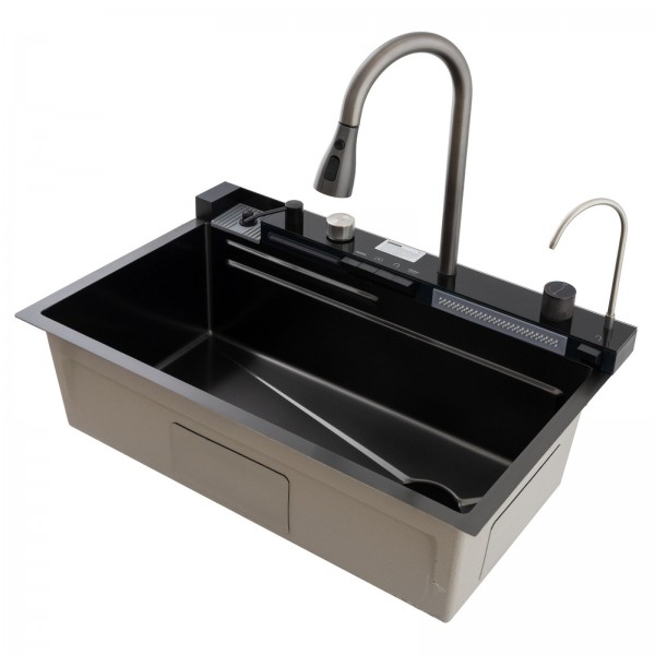MH7546-SET-06 Chiuveta multifunctionala din inox nano black, honeycomb, seria Decor MIXXUS