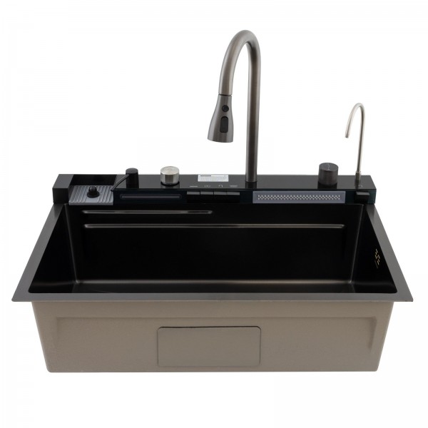 MH7546-SET-06 Chiuveta multifunctionala din inox nano black, honeycomb, seria Decor MIXXUS